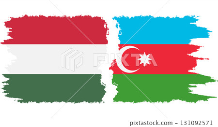 Azerbaijan and Hungary grunge flags connection vector 131092571