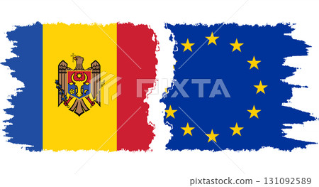 EU and Moldova grunge flags connection vector 131092589