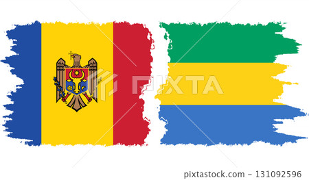 Gabon and Moldova grunge flags connection vector 131092596