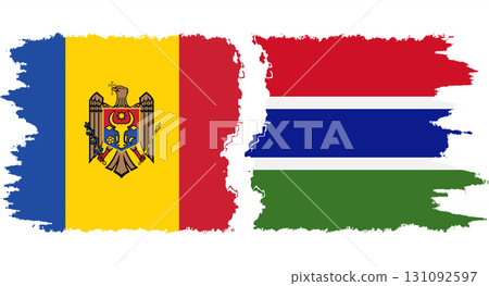 Gambia and Moldova grunge flags connection vector 131092597