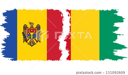 Guinea and Moldova grunge flags connection vector 131092609