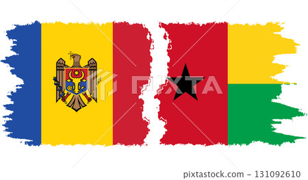 Guinea Bissau and Moldova grunge flags connection vector 131092610