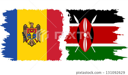 Kenya and Moldova grunge flags connection vector 131092629