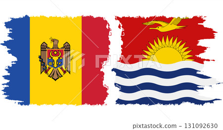 Kiribati and Moldova grunge flags connection vector 131092630