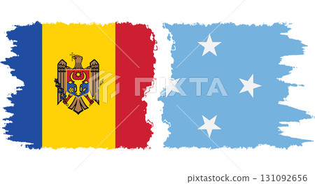 Federated States of Micronesia and Moldova grunge flags connection v 131092656