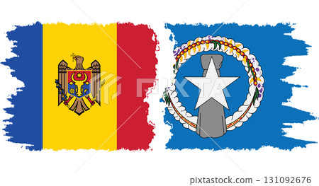 Northern Mariana Islands and Moldova grunge flags connection vector 131092676