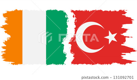 Turkey and Ivory Coast grunge flags connection vector 131092701