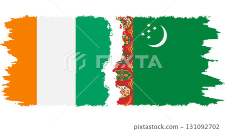 Turkmenistan and Ivory Coast grunge flags connection vector Turkmenistan and Ivory Coast grunge flags connection vector 131092702