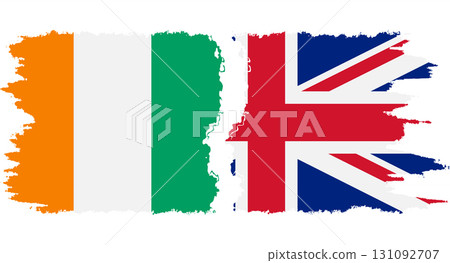 UK and Ivory Coast grunge flags connection vector 131092707