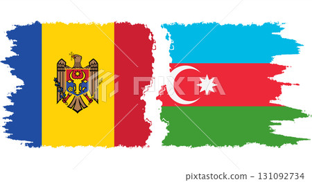 Azerbaijan and Moldova grunge flags connection vector 131092734