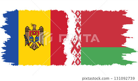 Belarusian and Moldova grunge flags connection vector 131092739