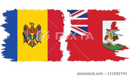 Bermuda and Moldova grunge flags connection vector 131092743