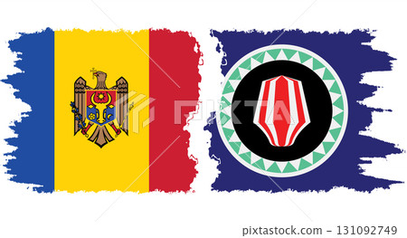 Bougainville and Moldova grunge flags connection vector 131092749