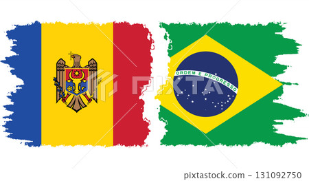 Brazil and Moldova grunge flags connection vector 131092750