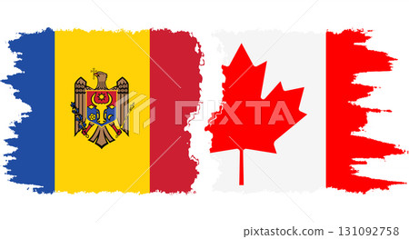Canada and Moldova grunge flags connection vector 131092758