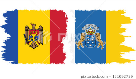 Canary Islands and Moldova grunge flags connection vector Canary Islands and Moldova grunge flags connection vector 131092759