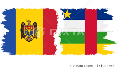 Central African Republic and Moldova grunge flags connection vecto 131092762