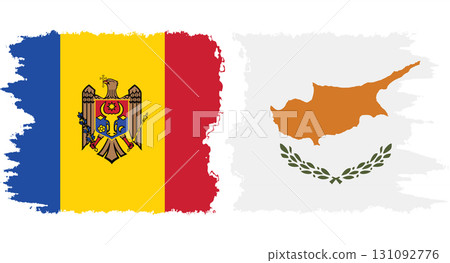 Cyprus and Moldova grunge flags connection vector 131092776