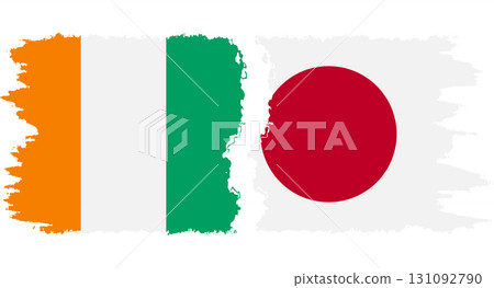 Japan and Ivory Coast grunge flags connection vector 131092790