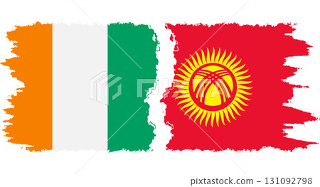 Kyrgyzstan and Ivory Coast grunge flags connection vector Kyrgyzstan and Ivory Coast grunge flags connection vector 131092798