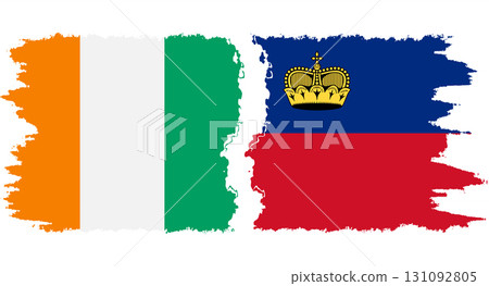 Liechtenstein and Ivory Coast grunge flags connection vector 131092805