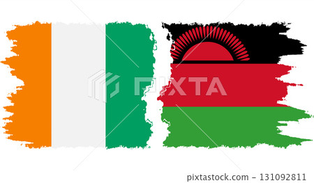 Malawi and Ivory Coast grunge flags connection vector 131092811