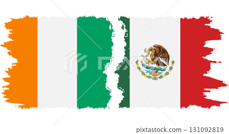 Mexico and Ivory Coast grunge flags connection vector 131092819