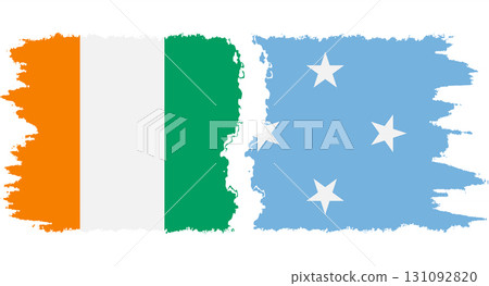 Federated States of Micronesia and Ivory Coast grunge flags connection v 131092820