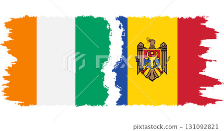 Moldova and Ivory Coast grunge flags connection vector 131092821