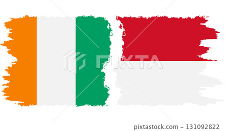 Monaco and Ivory Coast grunge flags connection vector Monaco and Ivory Coast grunge flags connection vector 131092822