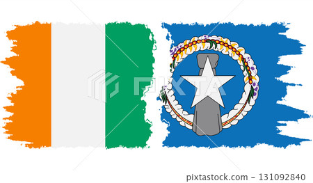 Northern Mariana Islands and Ivory Coast grunge flags connection vector 131092840