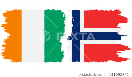 Norway and Ivory Coast grunge flags connection vector 131092841