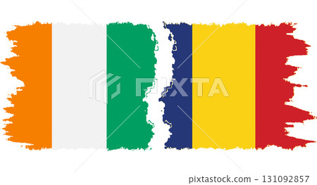 Romania and Ivory Coast grunge flags connection vector 131092857