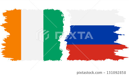 Russia and Ivory Coast grunge flags connection vector 131092858