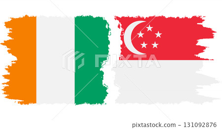 Singapore and Ivory Coast grunge flags connection vector 131092876