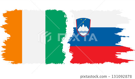 Slovenia and Ivory Coast grunge flags connection vector 131092878