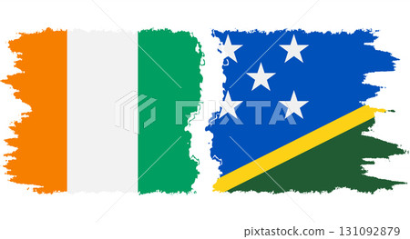 Solomon Islands and Ivory Coast grunge flags connection vector 131092879