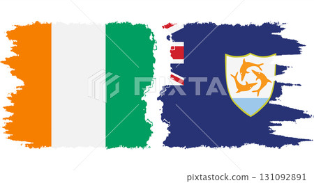 Anguilla and Ivory Coast grunge flags connection vector 131092891