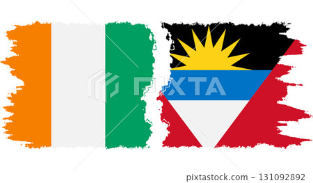 Antigua and Barbuda and Ivory Coast grunge flags connection vector 131092892