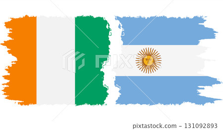 Argentina and Ivory Coast grunge flags connection vector 131092893