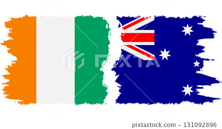 Australia and Ivory Coast grunge flags connection vector 131092896