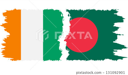 Bangladesh and Ivory Coast grunge flags connection vector Bangladesh and Ivory Coast grunge flags connection vector 131092901