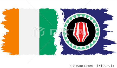 Bougainville and Ivory Coast grunge flags connection vector 131092913