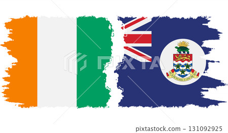 Cayman Islands and Ivory Coast grunge flags connection vector 131092925