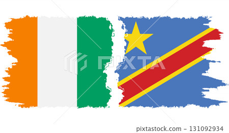 Congo - Kinshasa and Ivory Coast grunge flags connection vector 131092934