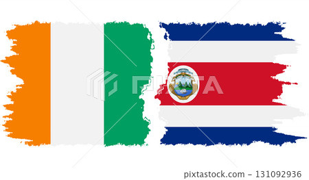 Costa Rica and Ivory Coast grunge flags connection vector 131092936