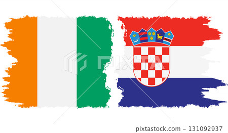 Croatia and Ivory Coast grunge flags connection vector 131092937