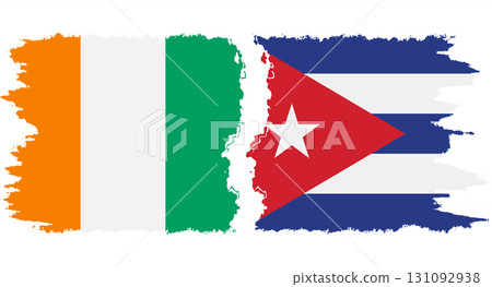Cuba and Ivory Coast grunge flags connection vector 131092938