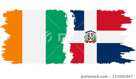 Dominican Republic and Ivory Coast grunge flags connection vector 131092947