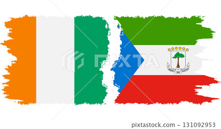 Equatorial Guinea and Ivory Coast grunge flags connection vector 131092953